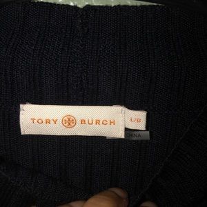 Tory Burch cashmere suede mock neck sweater.